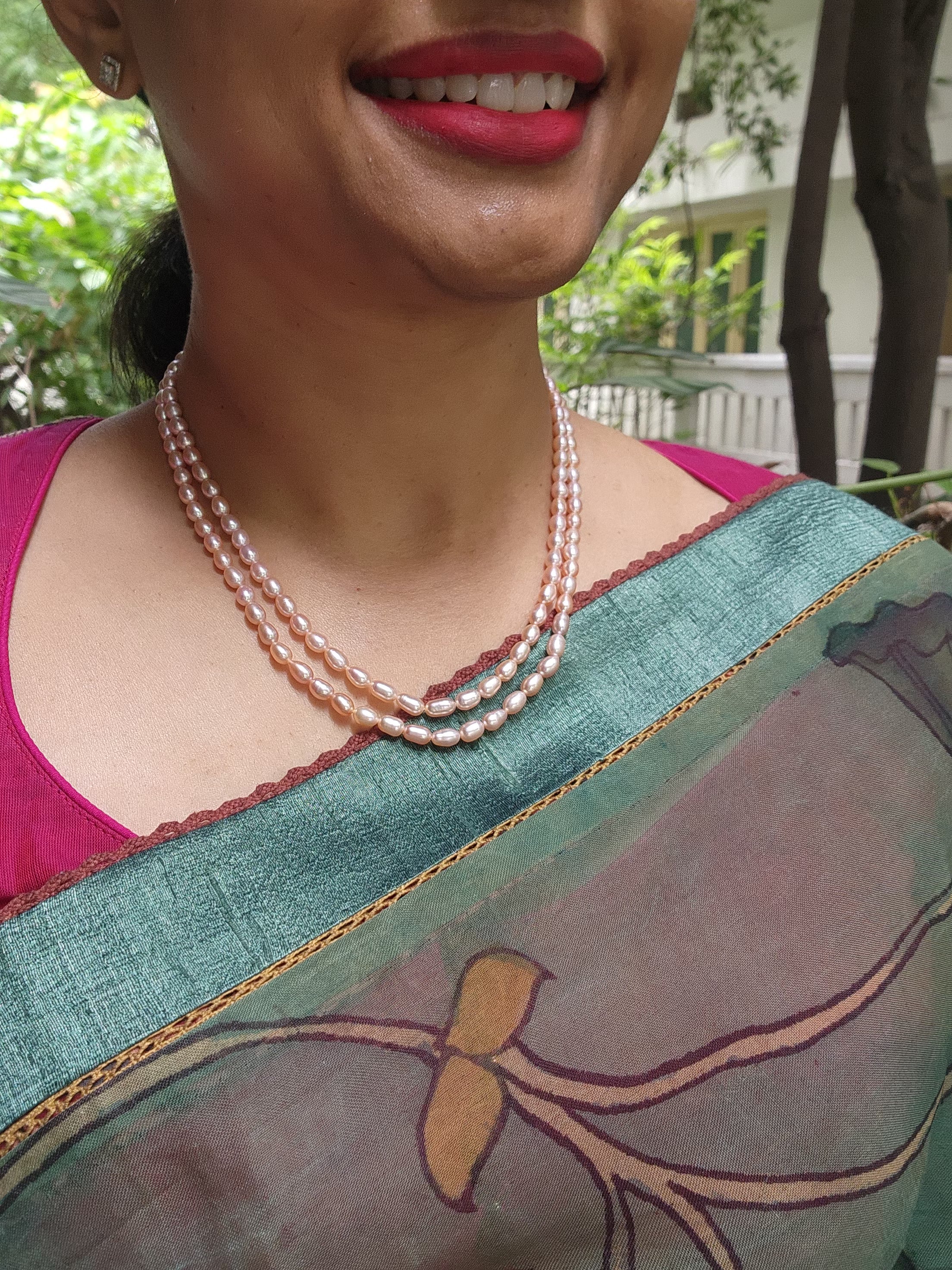 Two Line Fresh Water Pearls-Silver Neckpiece-House of Taamara-House of Taamara
