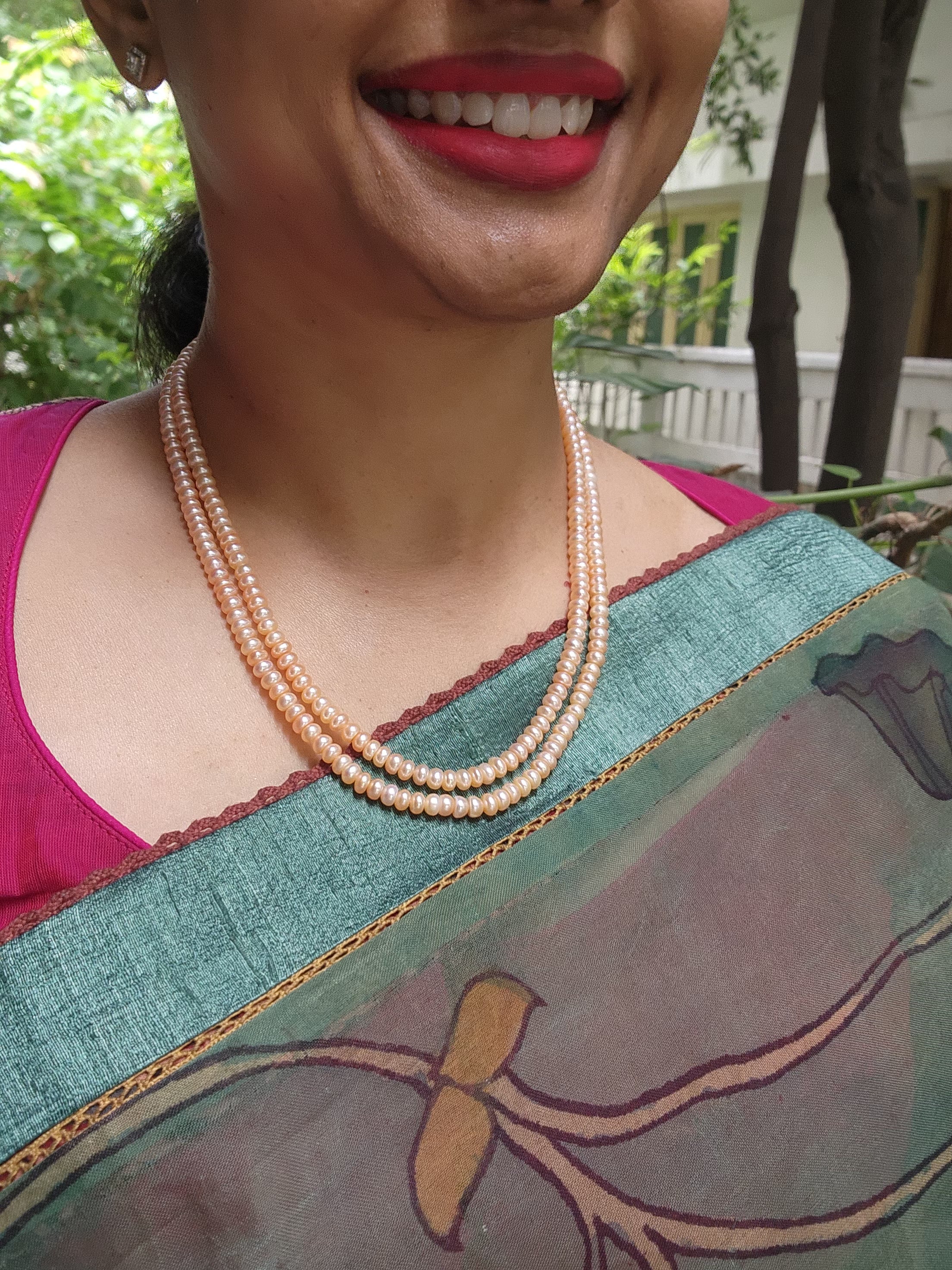 Two Line Fresh Water Pearls-Silver Neckpiece-House of Taamara-House of Taamara