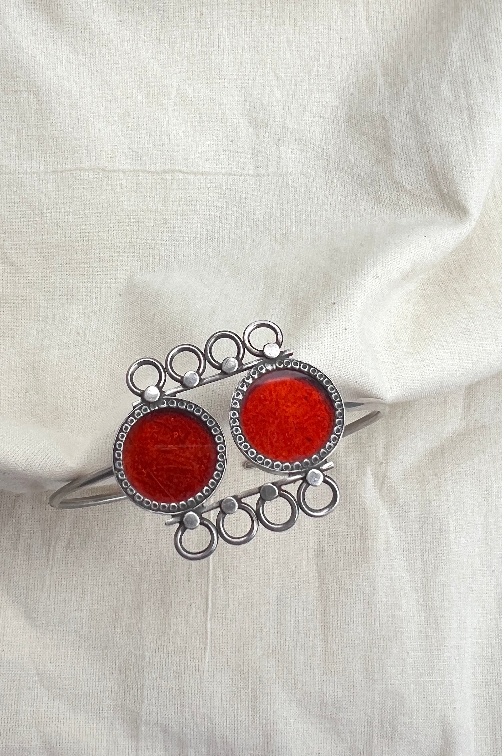 Two red circles-Silver Bracelet-EZ-House of Taamara