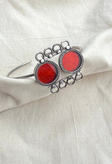 Two red circles-Silver Bracelet-EZ-House of Taamara