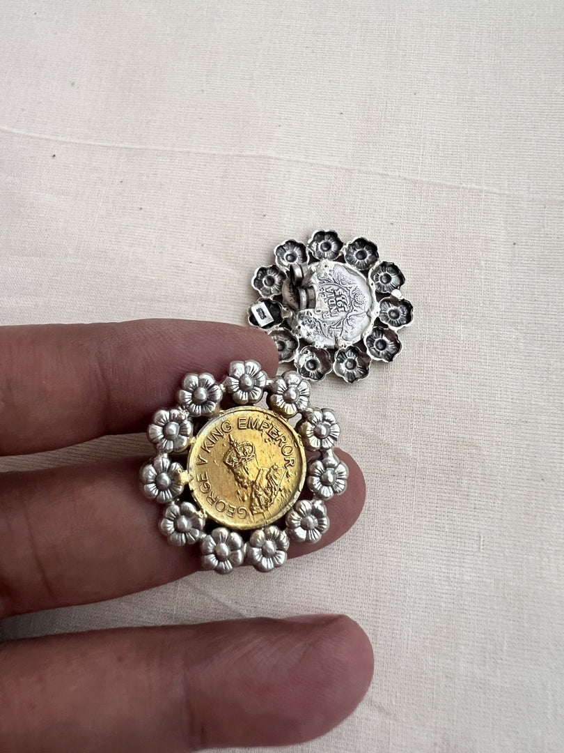 Two tone coin studs-Earrings-CI-House of Taamara