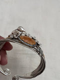 Two tone flexible kada with natural sapphire stones and flowers-Silver Bracelet-CI-House of Taamara