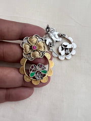 Two tone flower motif earrings-Earrings-CI-House of Taamara