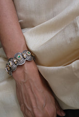 Two tone kundan motif kada-Silver Bracelet-CI-House of Taamara