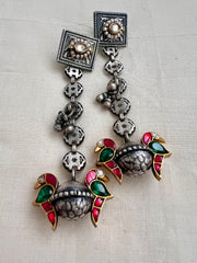 Two tone long kundan hangings-Earrings-CI-House of Taamara