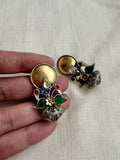Two tone peacock dholki studs-Earrings-CI-House of Taamara