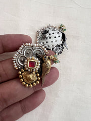 Two tone ruby and bird studs with pearls-Earrings-CI-House of Taamara