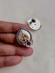 Two tone studs with peacock motif-Earrings-CI-House of Taamara