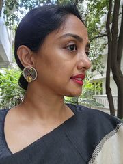 Two tone studs with peacock motif-Earrings-CI-House of Taamara