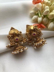 Vintage style earrings with jhumkas-Earrings-PL-House of Taamara