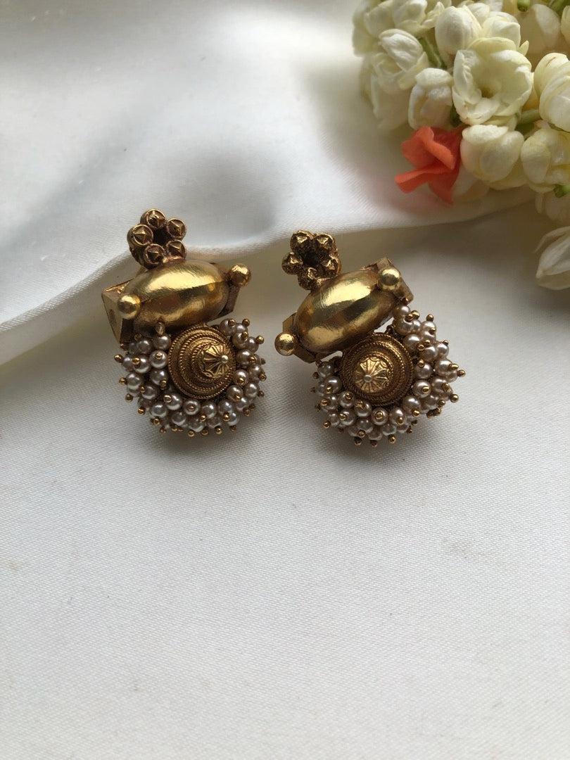 Vintage style earrings with pearls bunch-Earrings-PL-House of Taamara