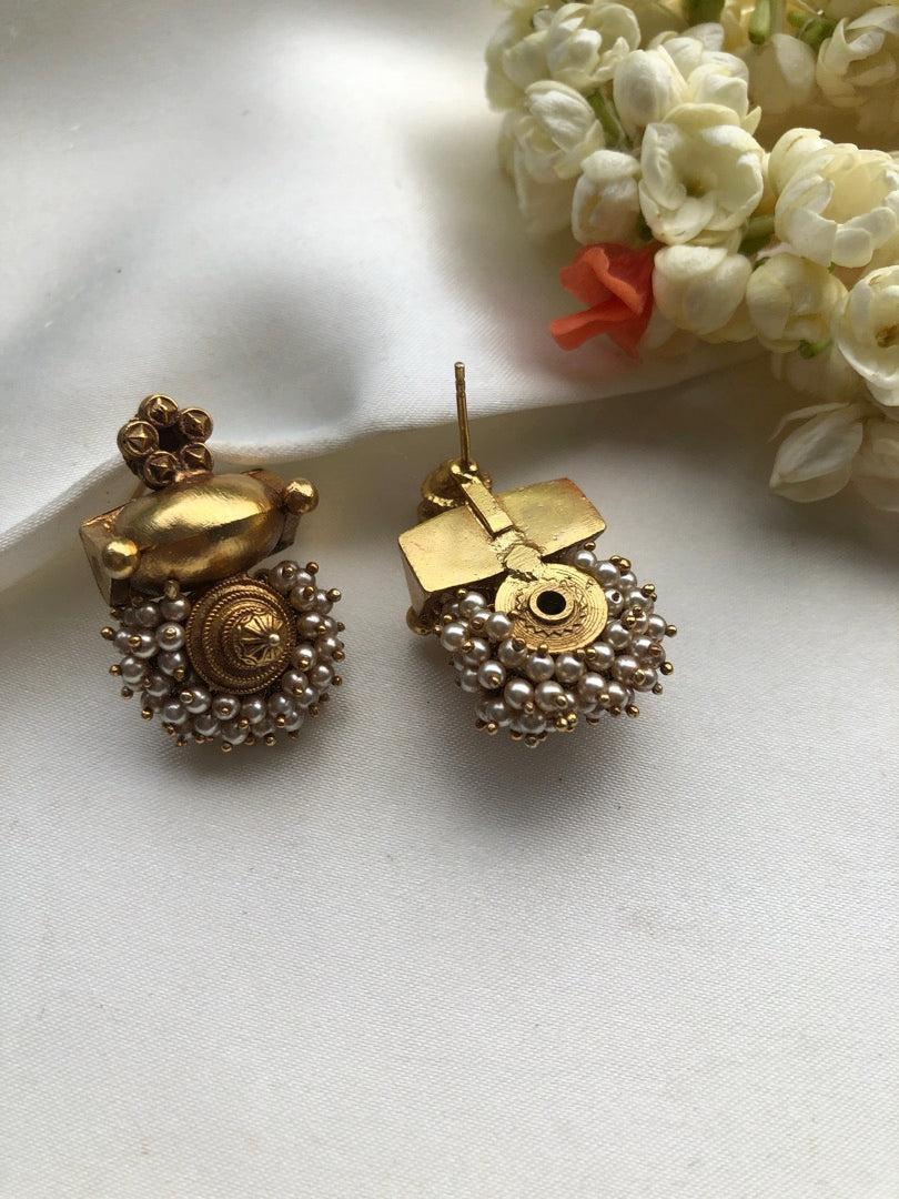 Vintage style earrings with pearls bunch-Earrings-PL-House of Taamara