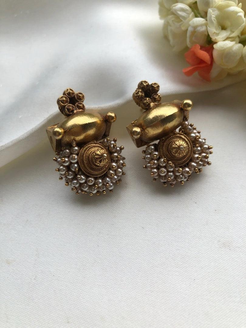 Vintage style earrings with pearls bunch-Earrings-PL-House of Taamara