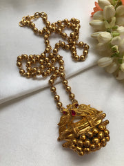 Vintage style gold polish pendant with mohan mala-Silver Neckpiece-PL-House of Taamara