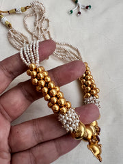 Vintage style gundus with ruby and pearls-Silver Neckpiece-CI-House of Taamara