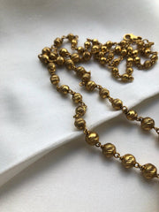 Vintage style ruby kundan chand pendant with gundu beads chain-Silver Neckpiece-pl-House of Taamara