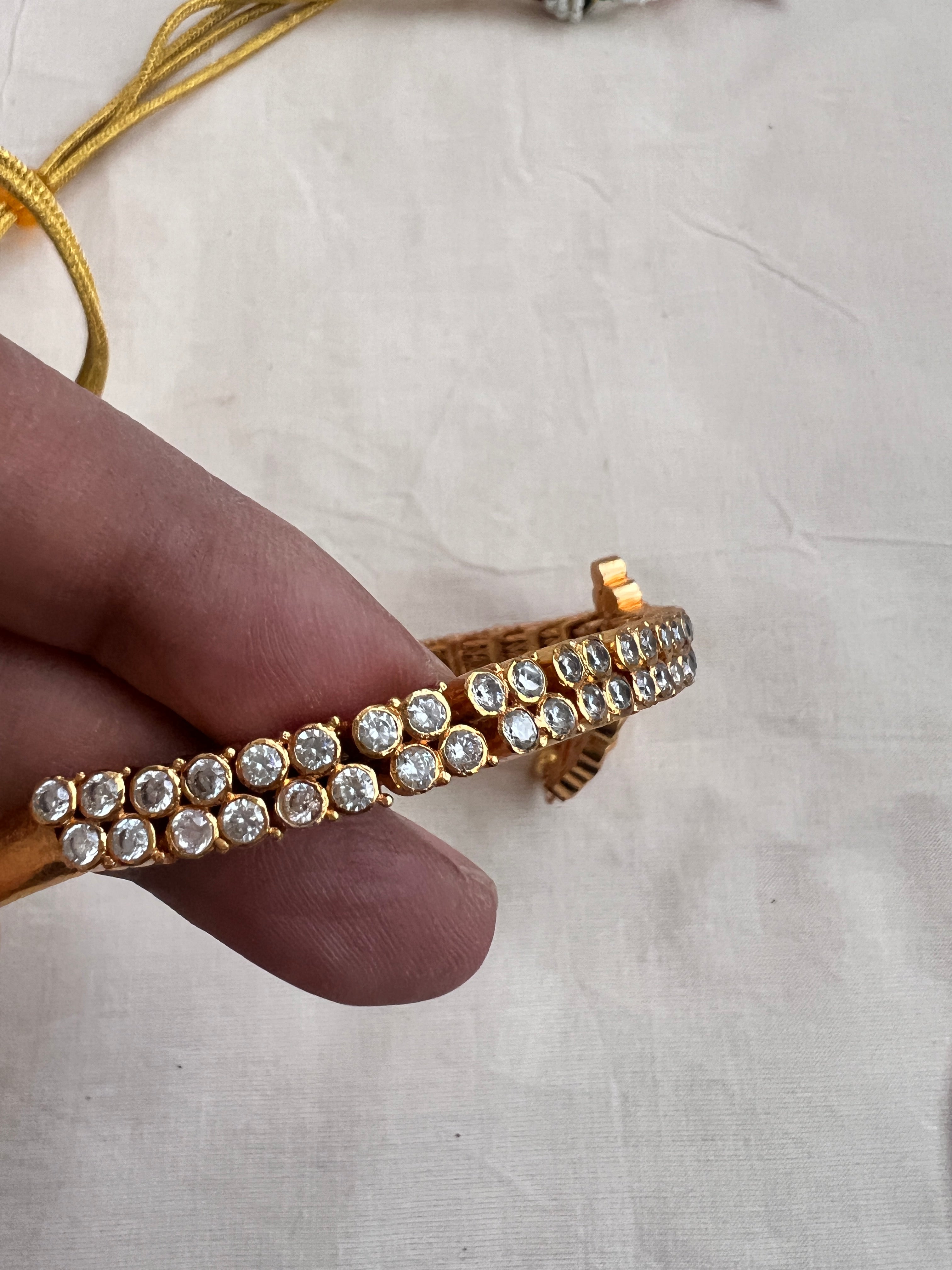 Zircon adigai necklace-Silver Neckpiece-CI-House of Taamara