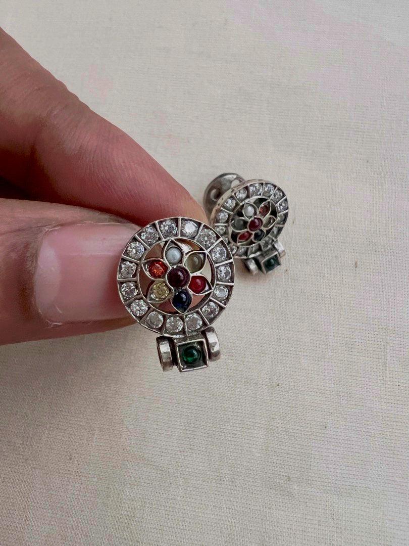 Zircon and navrathana studs-Earrings-CI-House of Taamara