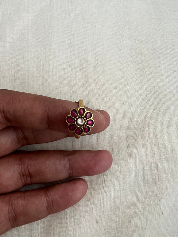 Antique gold polish kundan adjustable ring-Finger Ring-CI-House of Taamara
