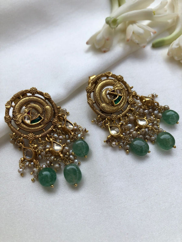 Kundan and antique style bead drop earrings – House of Taamara