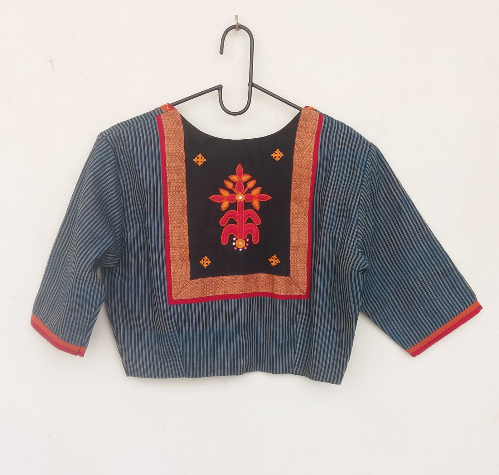 Cotton hand embroidered blouse-Blouse-House of Taamara-House of Taamara