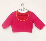 Cotton hand embroidered blouse (Pink sleeve)-Blouse-House of Taamara-House of Taamara