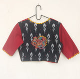 Cotton hand embroidered blouse (Red sleeve)-Blouse-House of Taamara-House of Taamara