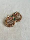 Gold polish peacock studs with pearls (MADE TO ORDER)-Earrings-CI-House of Taamara
