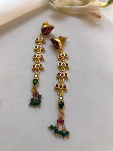 Kundan long earrings-Earrings-PL-House of Taamara