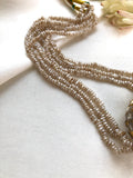Oval Kundan gold polish pendant with Antique pearls mala (MADE TO ORDER)-Silver Neckpiece-PL-House of Taamara
