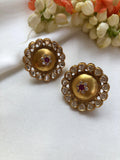 Round kundan studds with ruby stone-Earrings-PL-House of Taamara